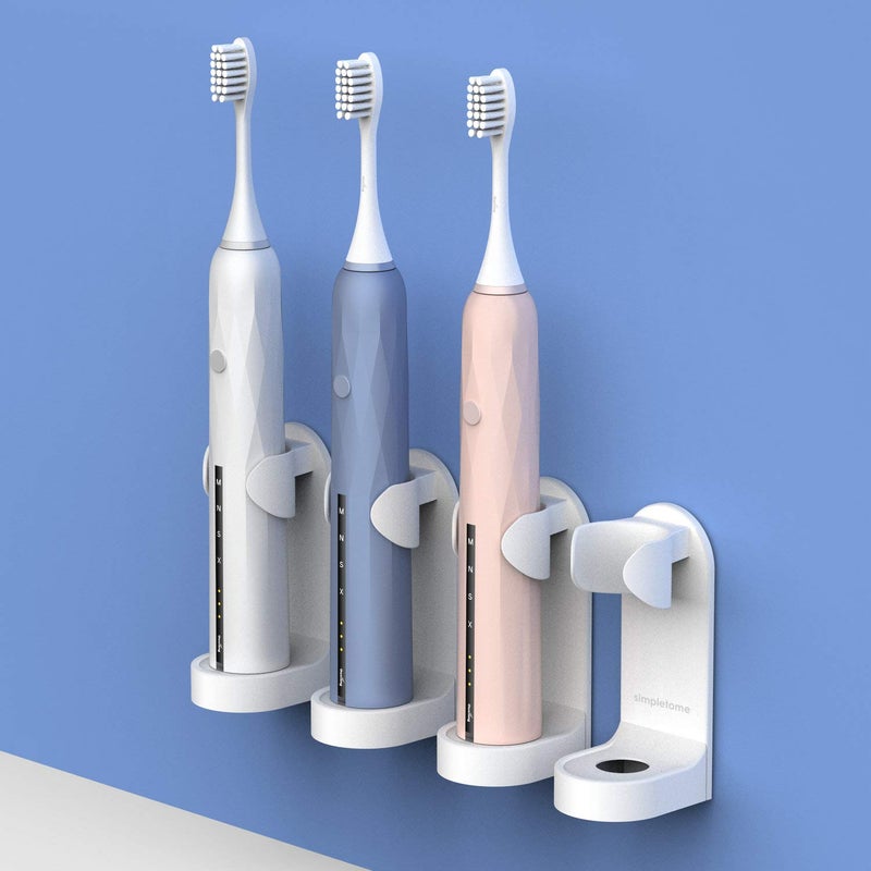 simpletome Adhesive Electric Toothbrush Holder Wall Mounted Tooth Brush Organizer 4 Pack (ABS Plastic) - Image 3